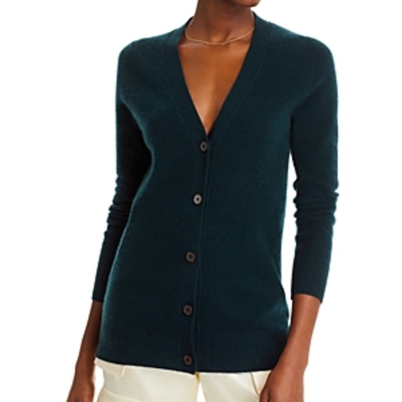 C by Bloomingdale's Cashmere Grandfather Cardigan XL in Dark Green - Picture 1 of 5